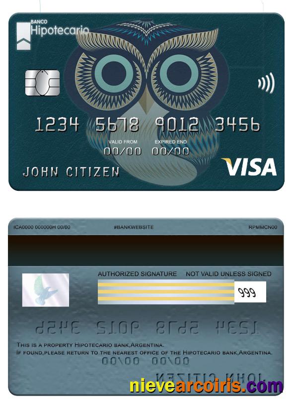 Argentina Hipotecario bank visa card